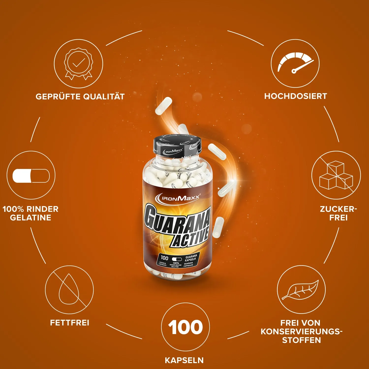 IronMaxx Guarana Active Kapseln 100 Stk natürliches Koffein