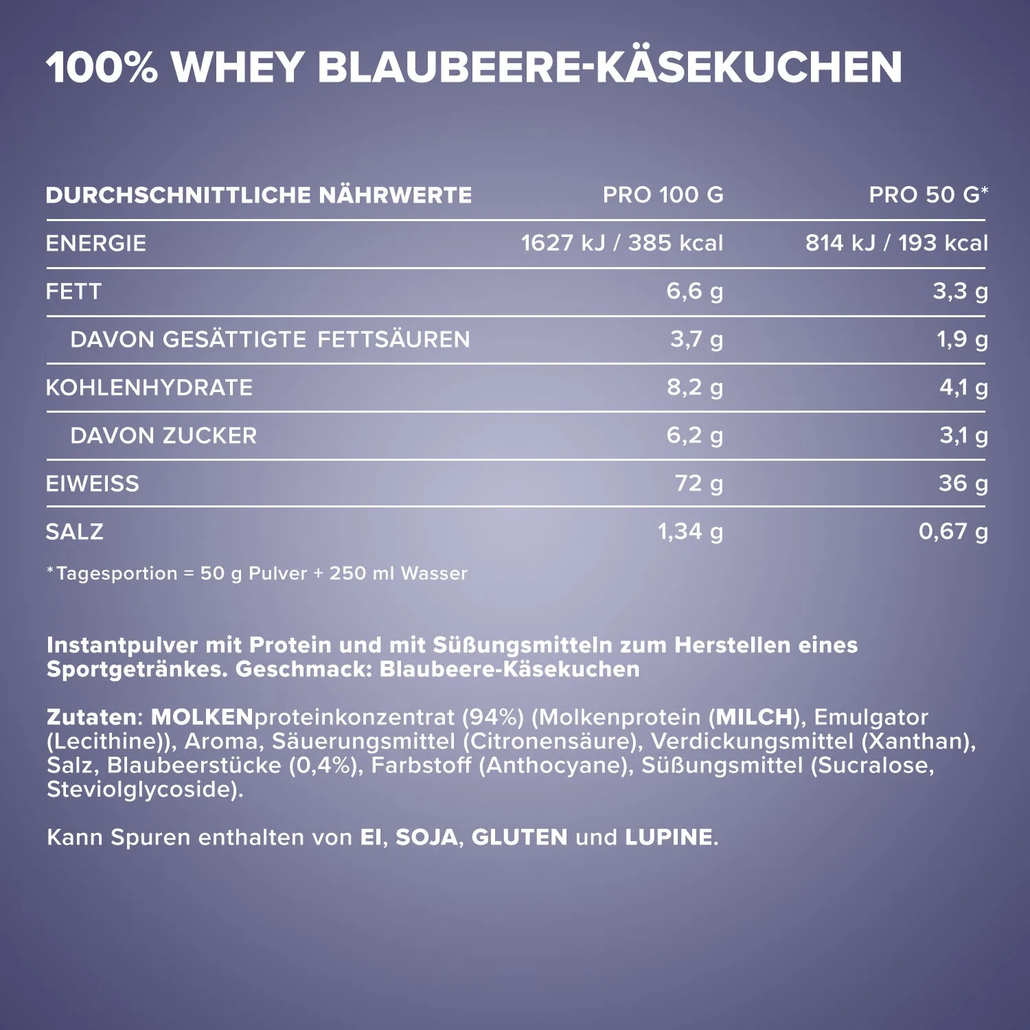 IronMaxx 100% Whey Protein Pulver 2350g Blueberry Cheesecake zuckerfrei