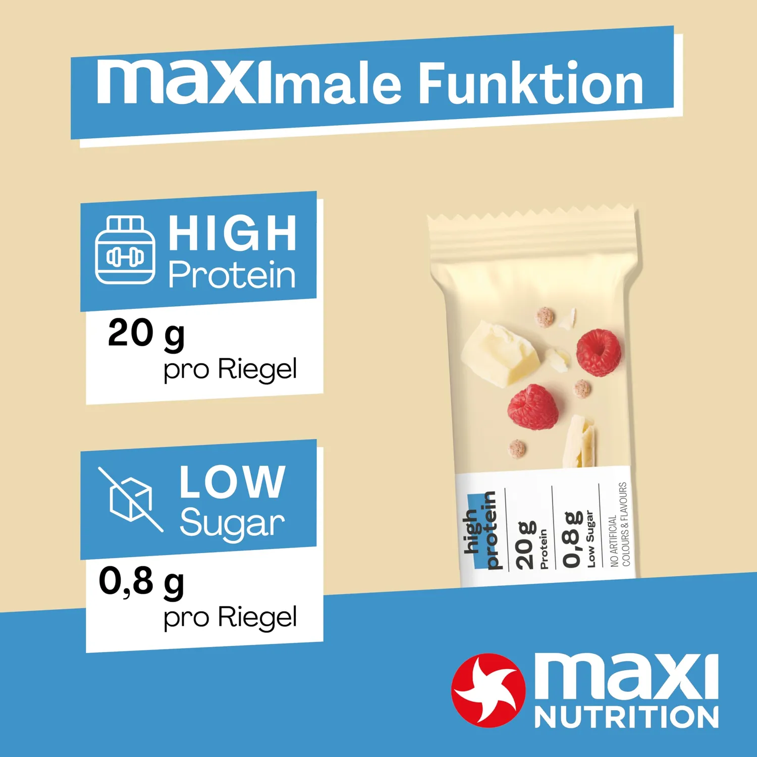 MaxiNutrition Classic White Chocolate Raspberry Riegel 24x40g