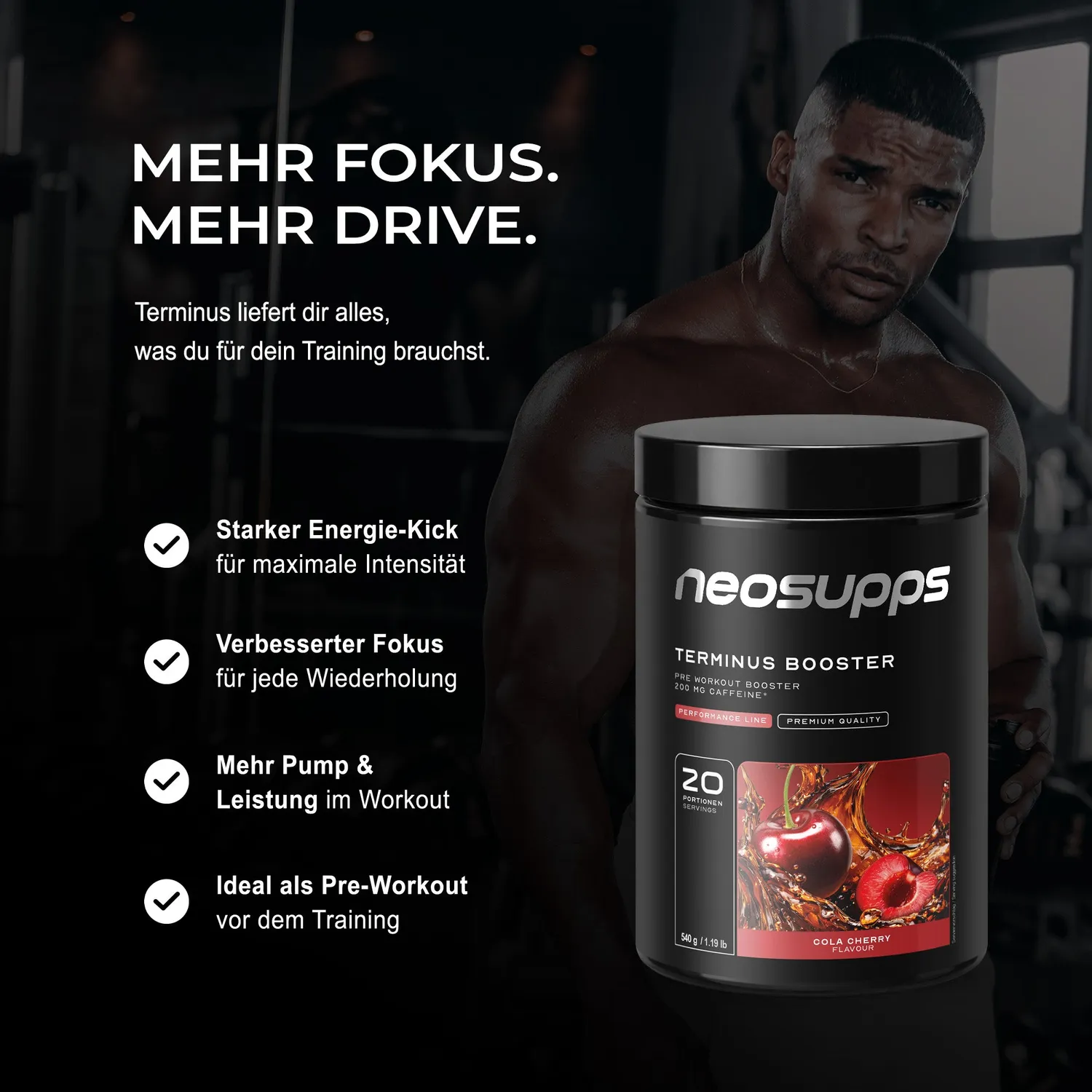 Neosupps Terminus Booster Cola-Cherry 540g mit Koffein