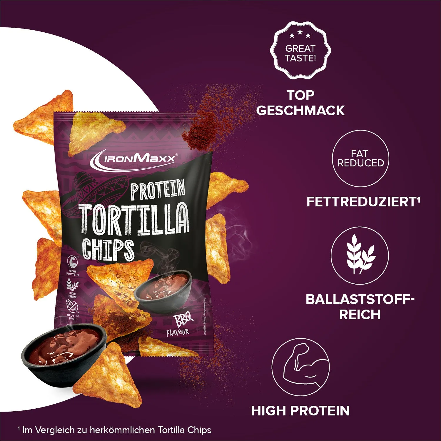 IronMaxx Protein Tortilla Chips 2.0 Barbecue 60g vegan