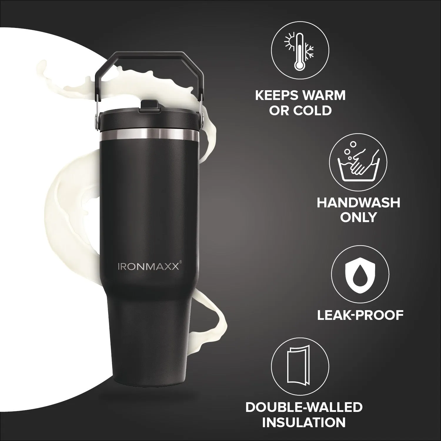 IronMaxx Cup V5.0 Thermobecher Schwarz 1200ml mit Griff