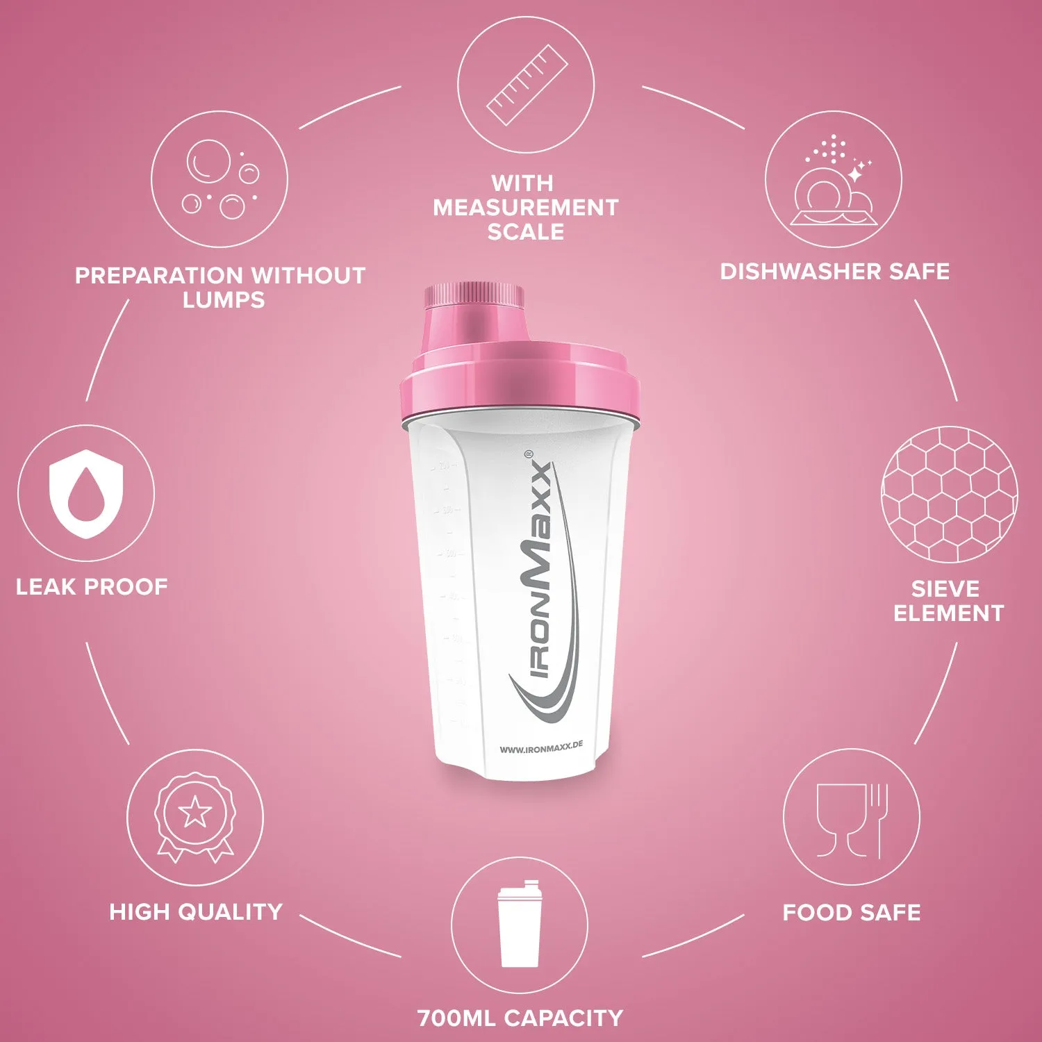 IronMaxx Shaker 700ml Frozen White Rosé