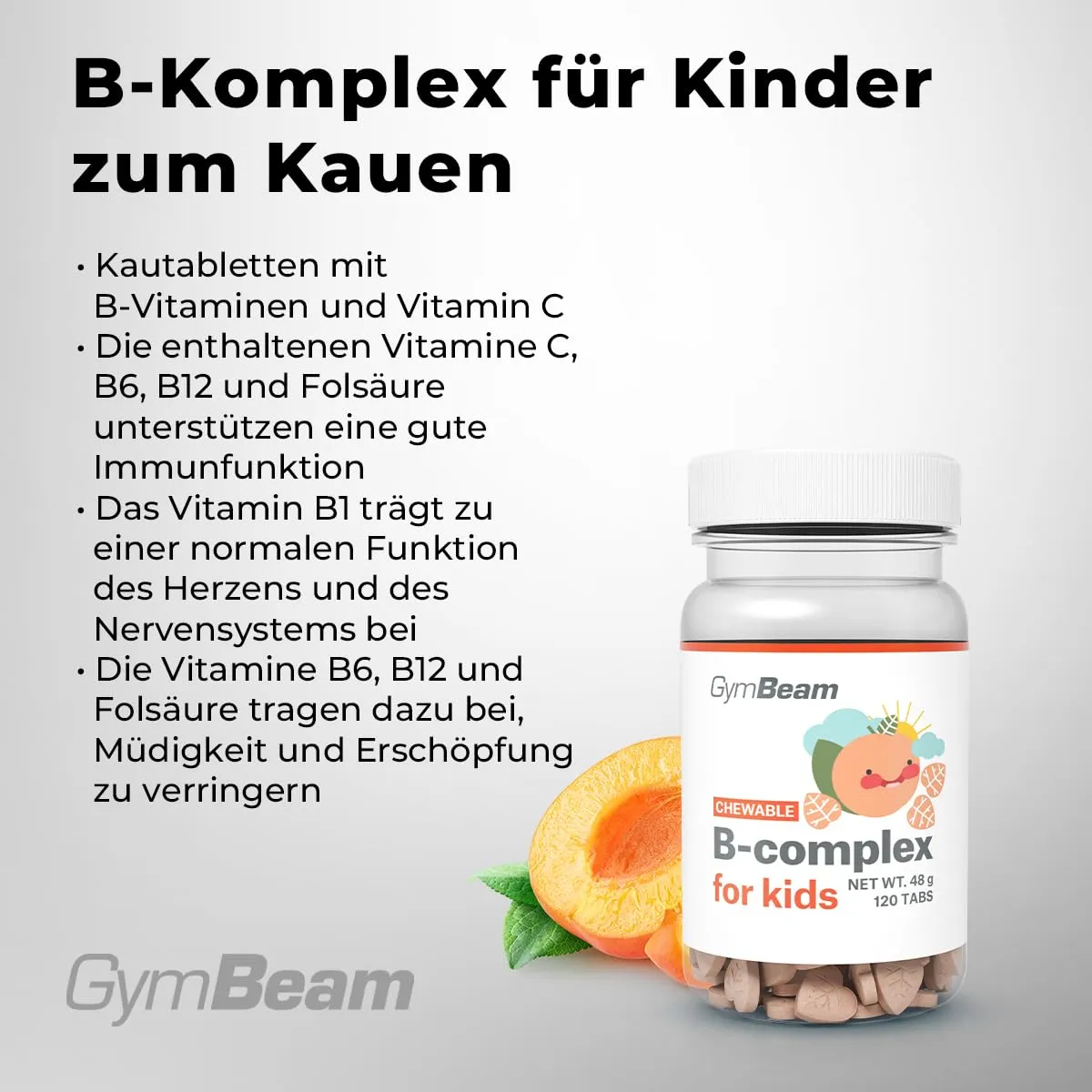 GymBeam B-Komplex Kautabletten Kinder 120 Stück
