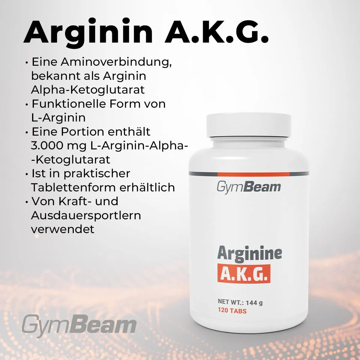 GymBeam L-Arginin Kapseln 120 Tabs 3000 mg AKG