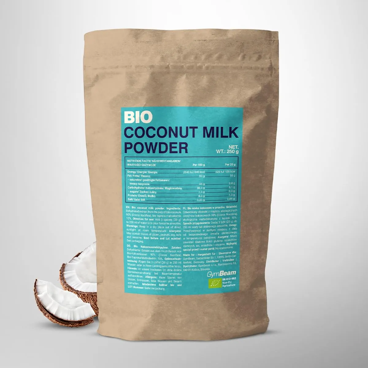 GymBeam Bio Kokosmilchpulver 250g vegan laktosefrei