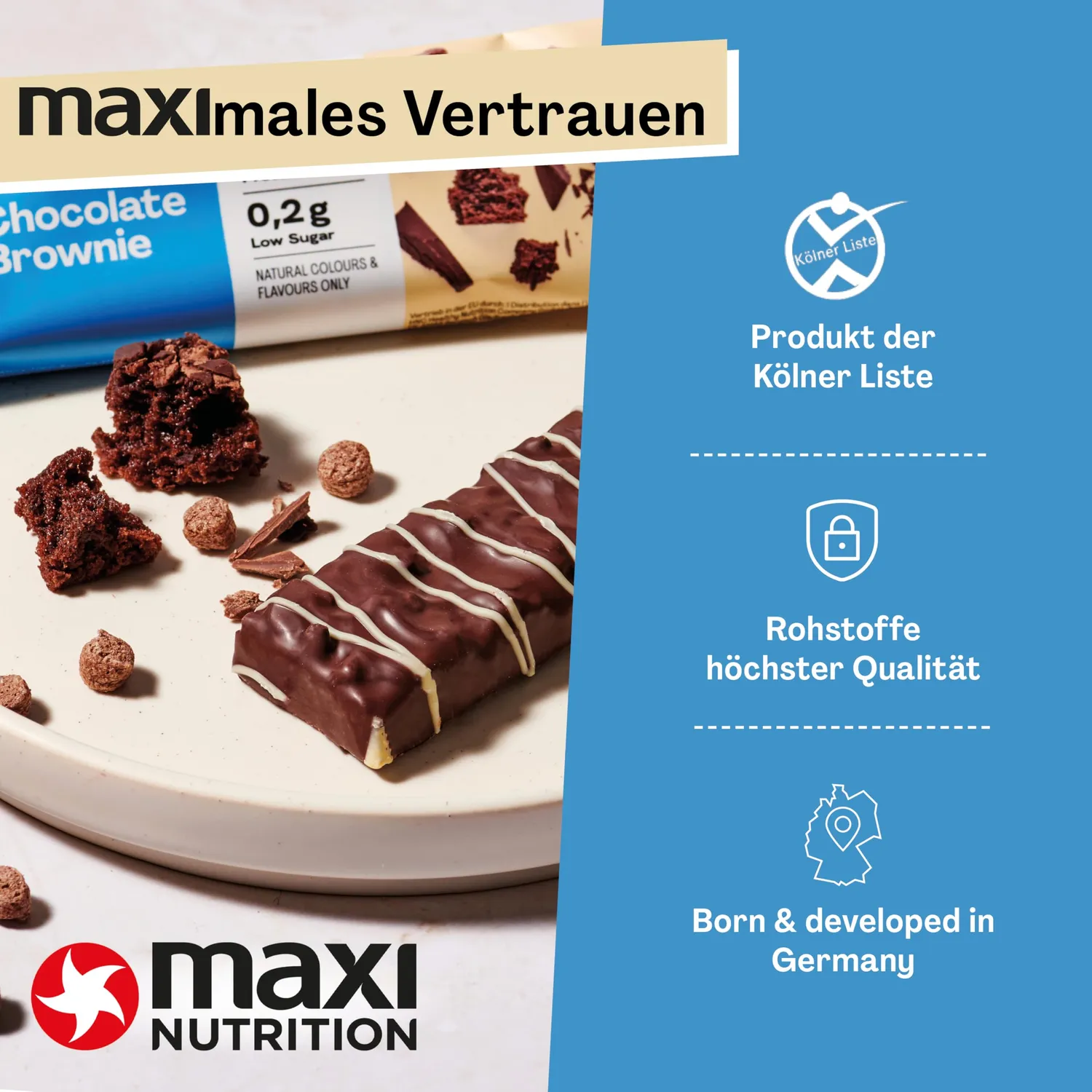 MaxiNutrition Classic Chocolate Brownie Proteinriegel 21x40g Low Sugar