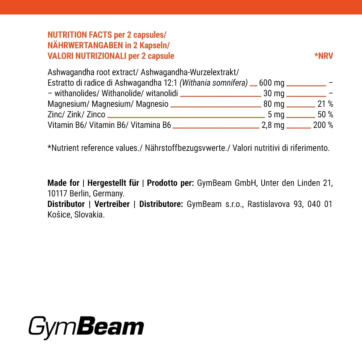 GymBeam Ashwagandha KSM-66 Kapseln 120 Caps Pro