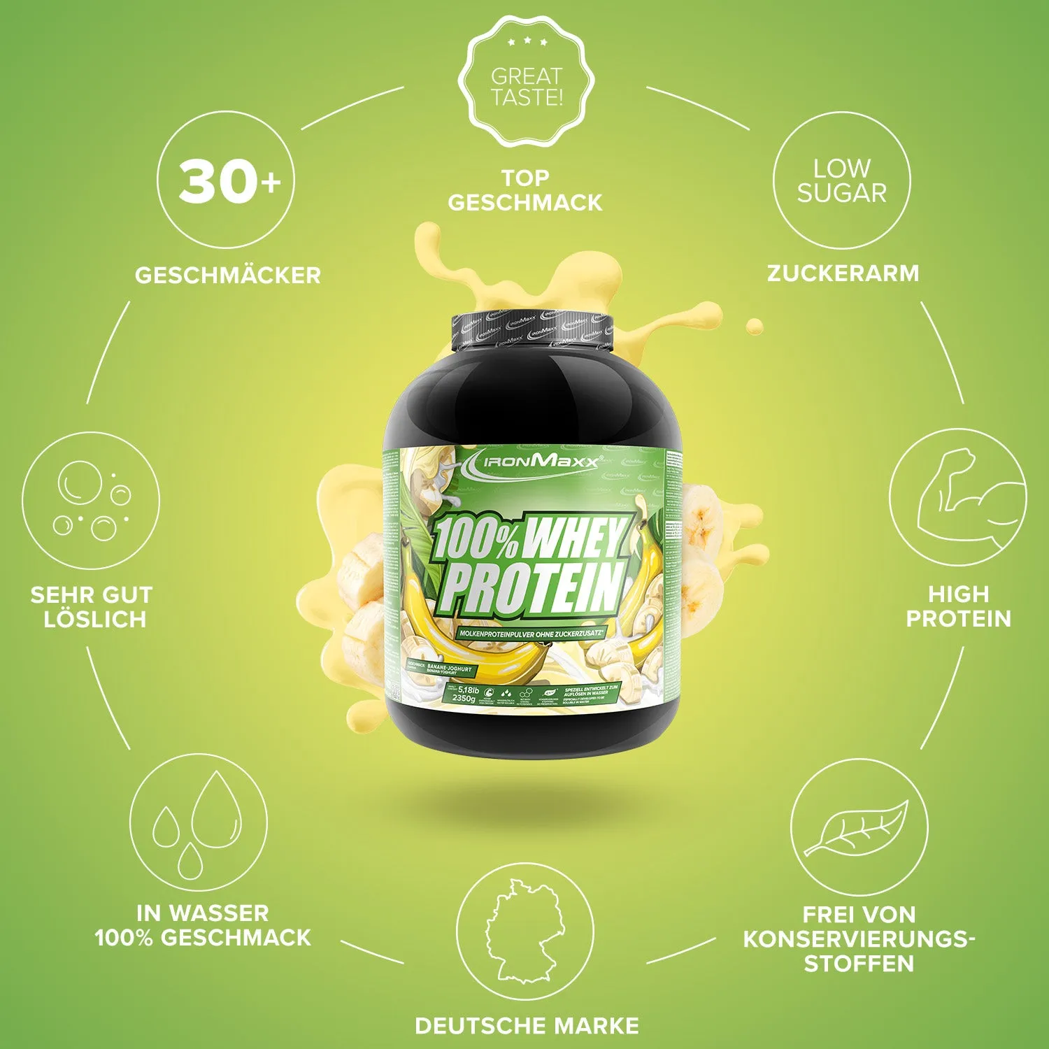 IronMaxx 100% Whey Protein 2350g Banane Yoghurt