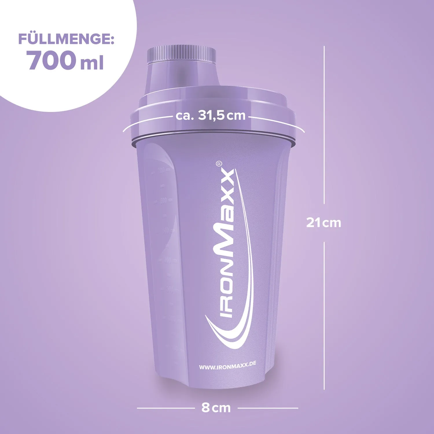 IronMaxx Shaker Lavender 700 ml BPA-frei mit Sieb