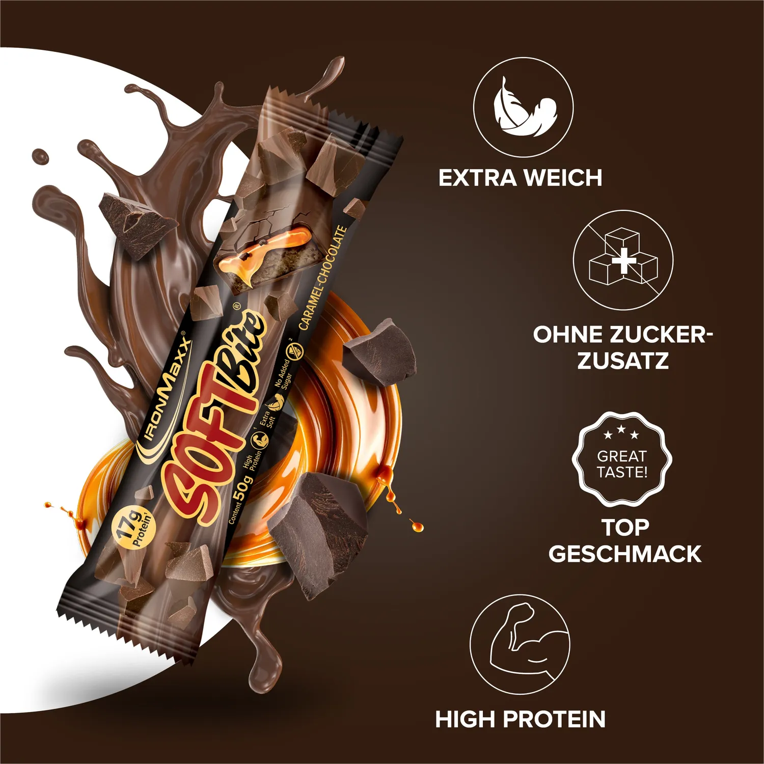 IronMaxx Softbite Proteinriegel 50g Caramel Chocolate
