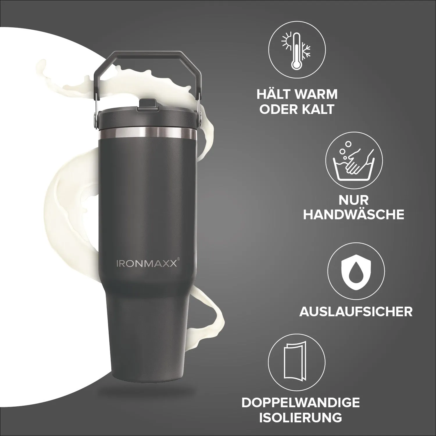 IronMaxx Cup V5.0 Thermobecher 1200ml Graphite isoliert