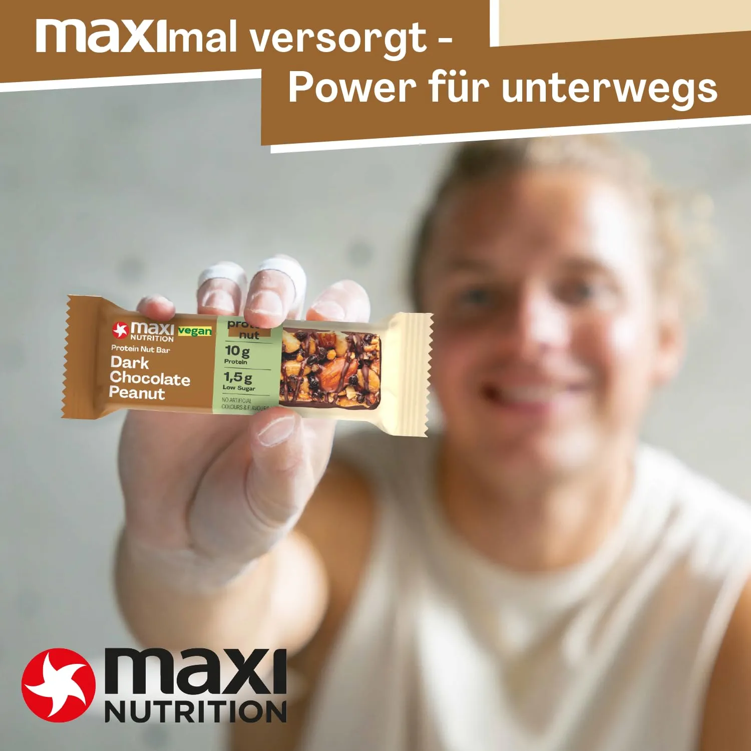 MaxiNutrition Protein Nut Bar Dark Chocolate Peanut Riegel 12x46g