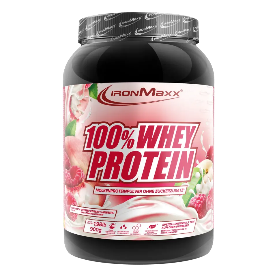 IronMaxx 100% Whey Protein 900g White Peach Raspberry fruchtig