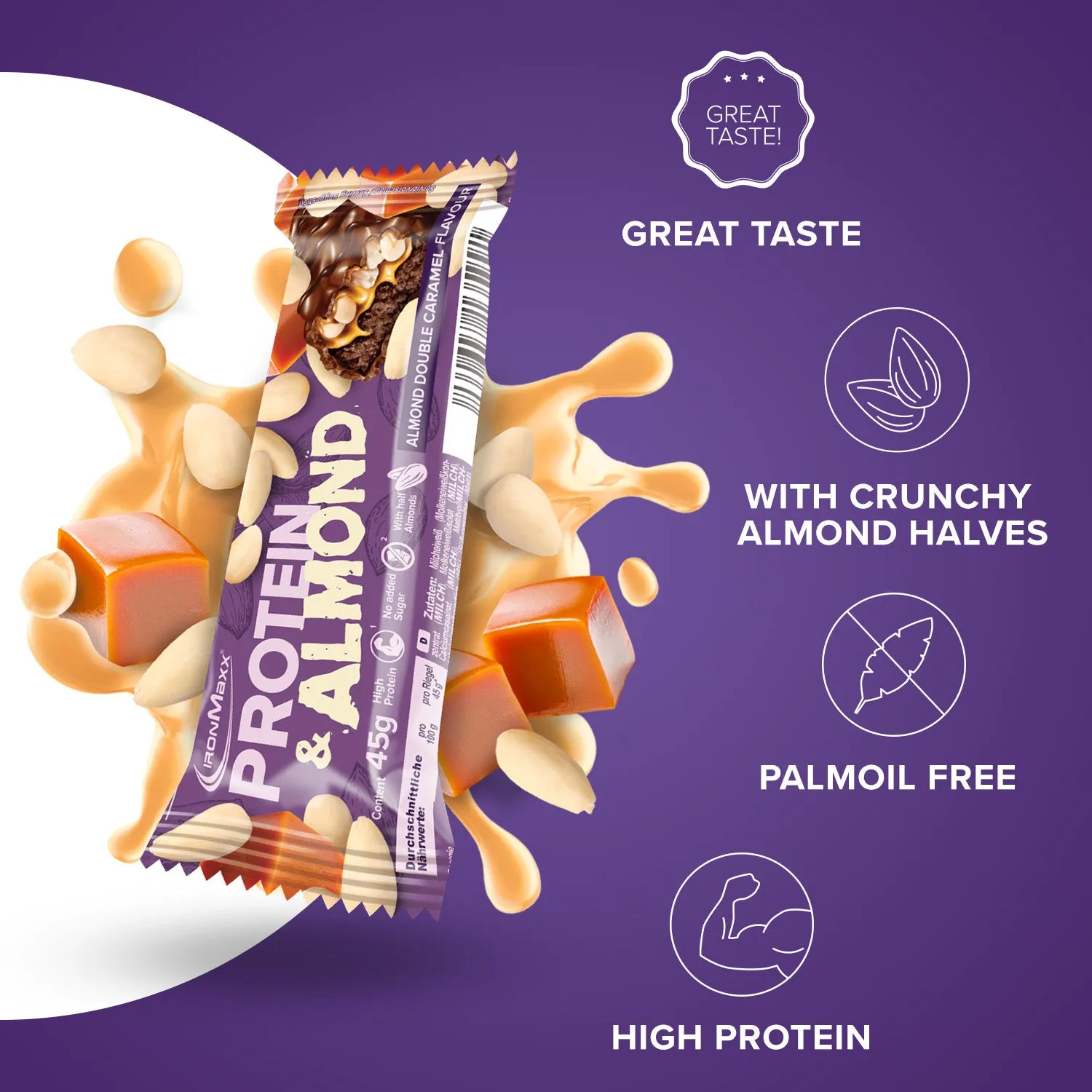 IronMaxx Protein & Almond Riegel 45g Almond Double Caramel zuckerfrei