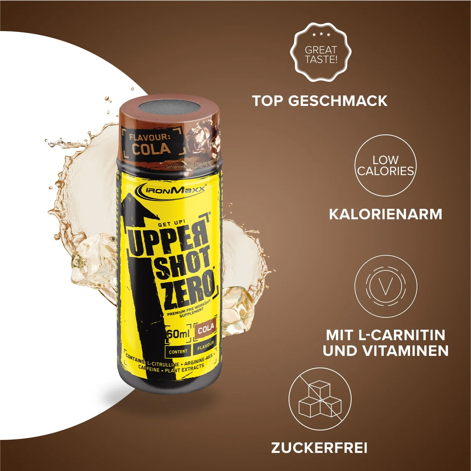 IronMaxx Upper Shot ZERO Booster 60 ml Cola koffeinhaltig