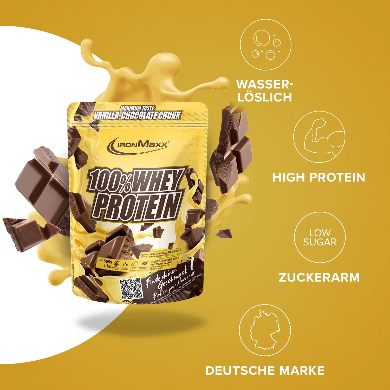 IronMaxx 100% Whey Protein Pulver 500g Vanilla Choc Chunk