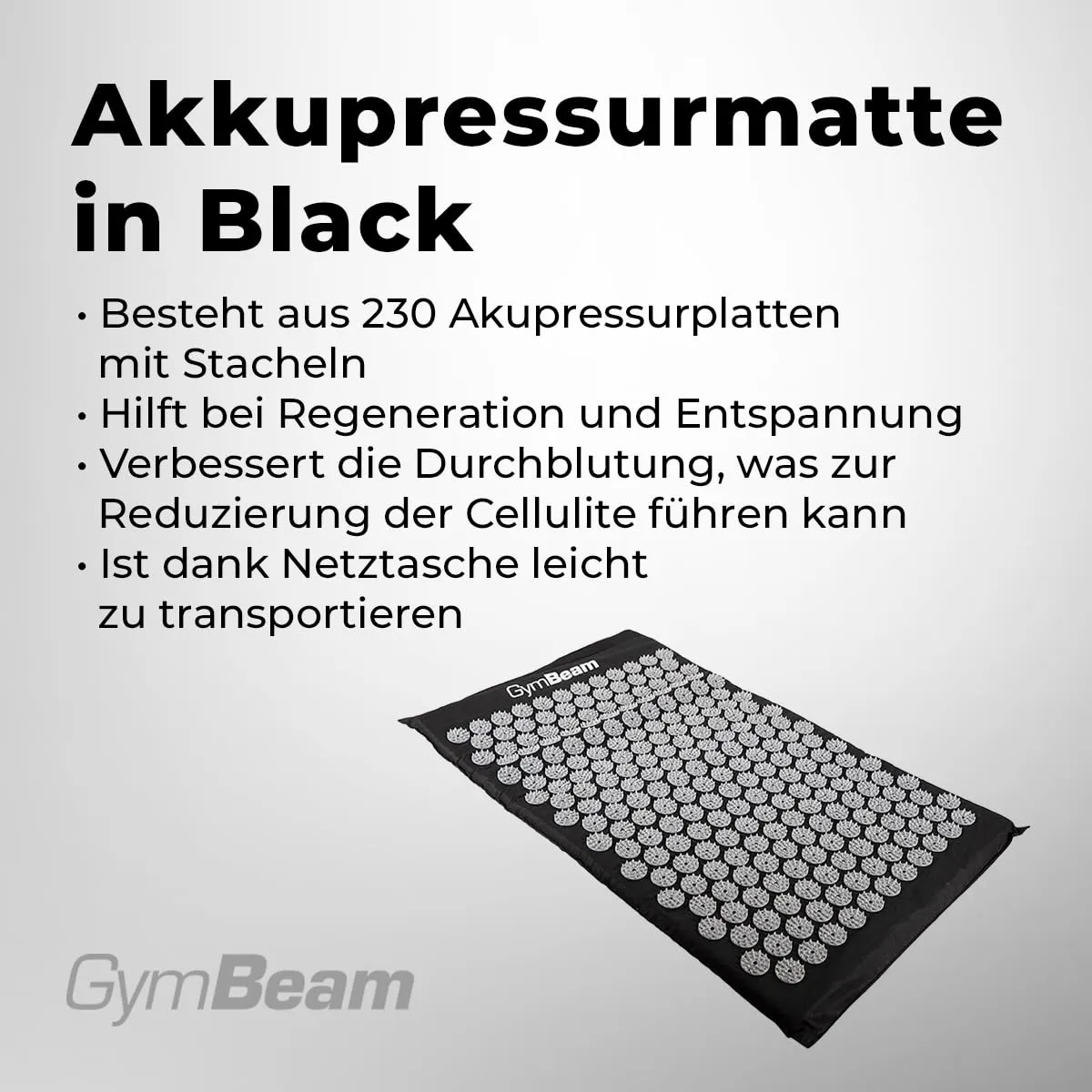 GymBeam Akupressurmatte Black mit 230 Platten und Tasche