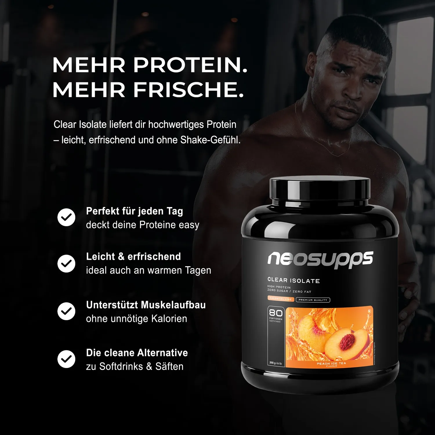 Neosupps Clear Isolate Proteinpulver Ice-Tea Peach 2000g zuckerfrei