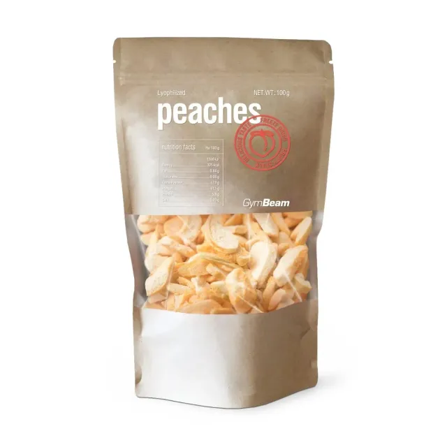 GymBeam Gefriergetrocknete Pfirsiche Snack 100 g zuckerfrei