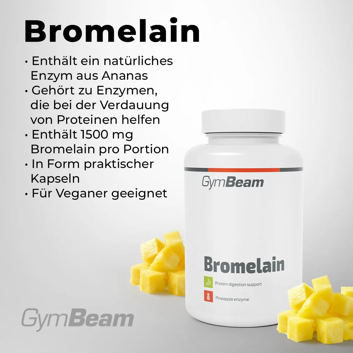 GymBeam Bromelain Ananas Kapseln 90 Stück vegan hochdosiert