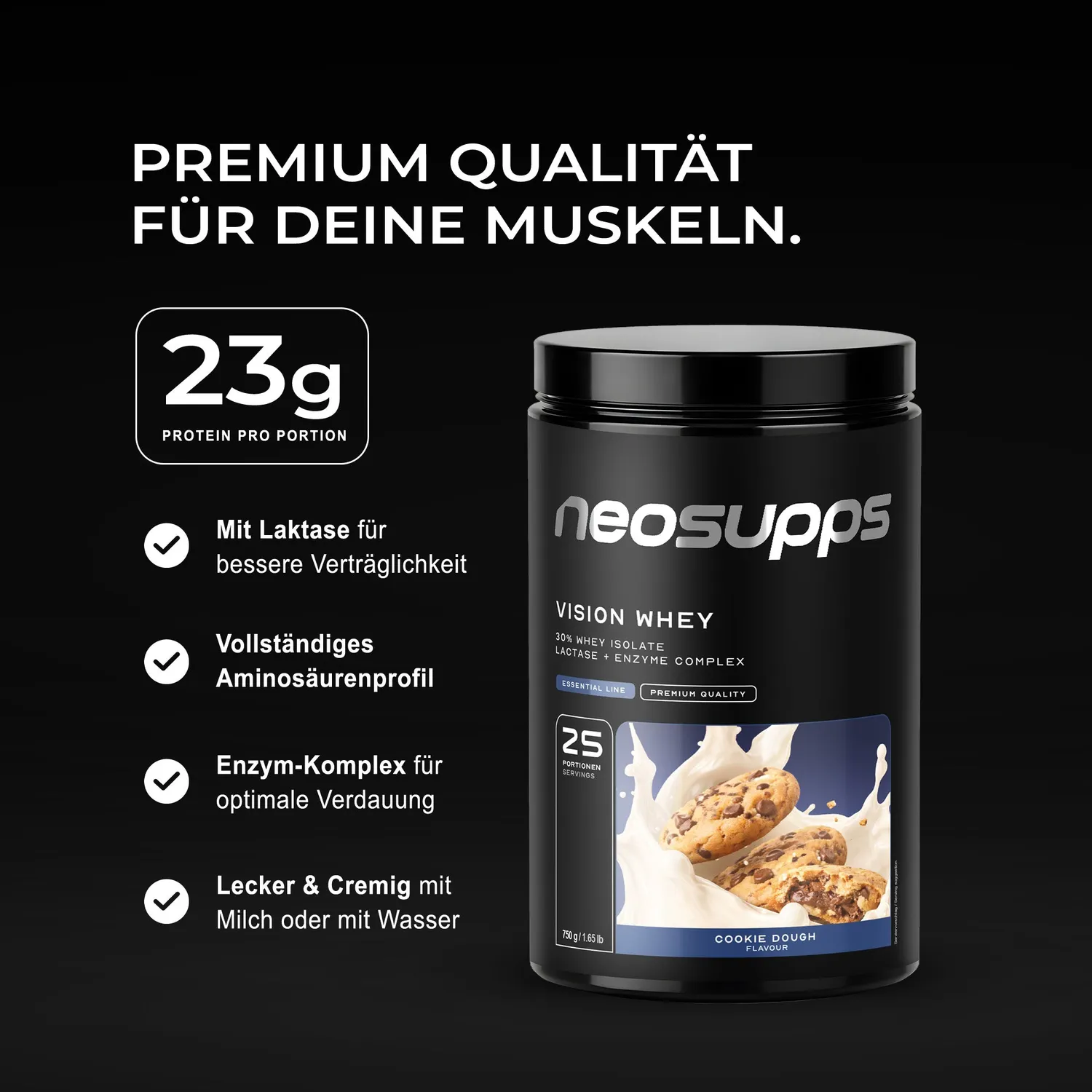 Neosupps Vision Whey Protein Cookie Dough 750g Isolat