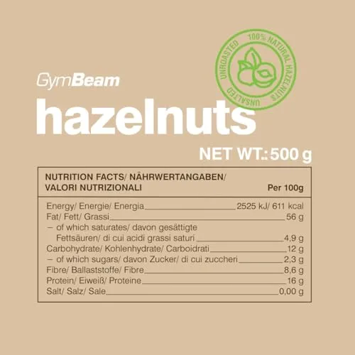 GymBeam Haselnüsse mit Schale ungeröstet naturbelassen