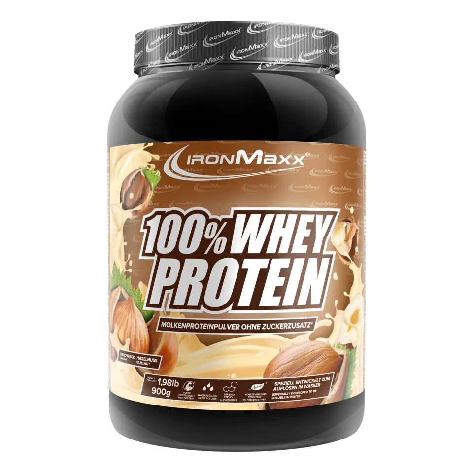 IronMaxx 100% Whey Protein 900g Haselnuss 80% Eiweiß