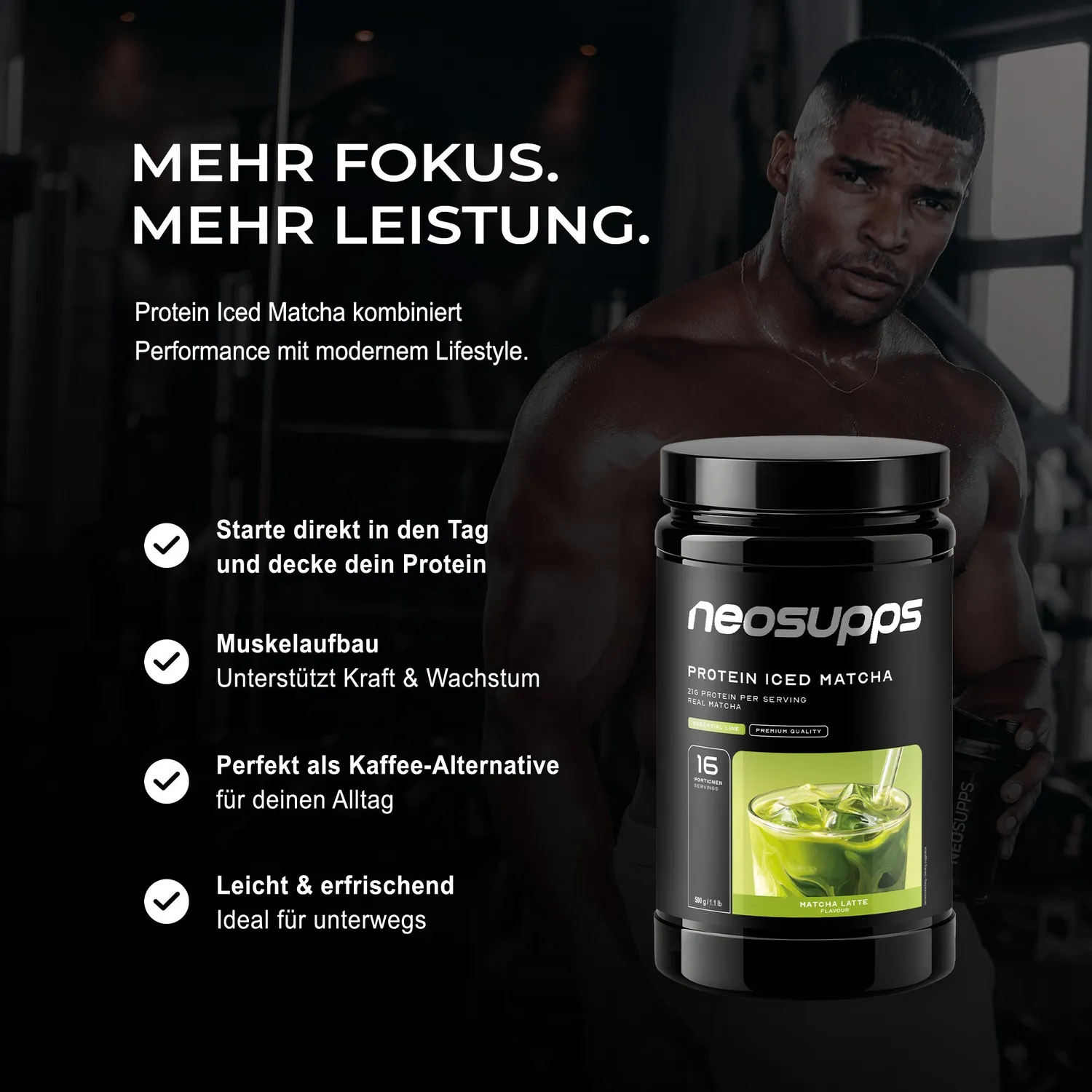 Neosupps Protein Iced Matcha Latte 500g koffeinhaltig
