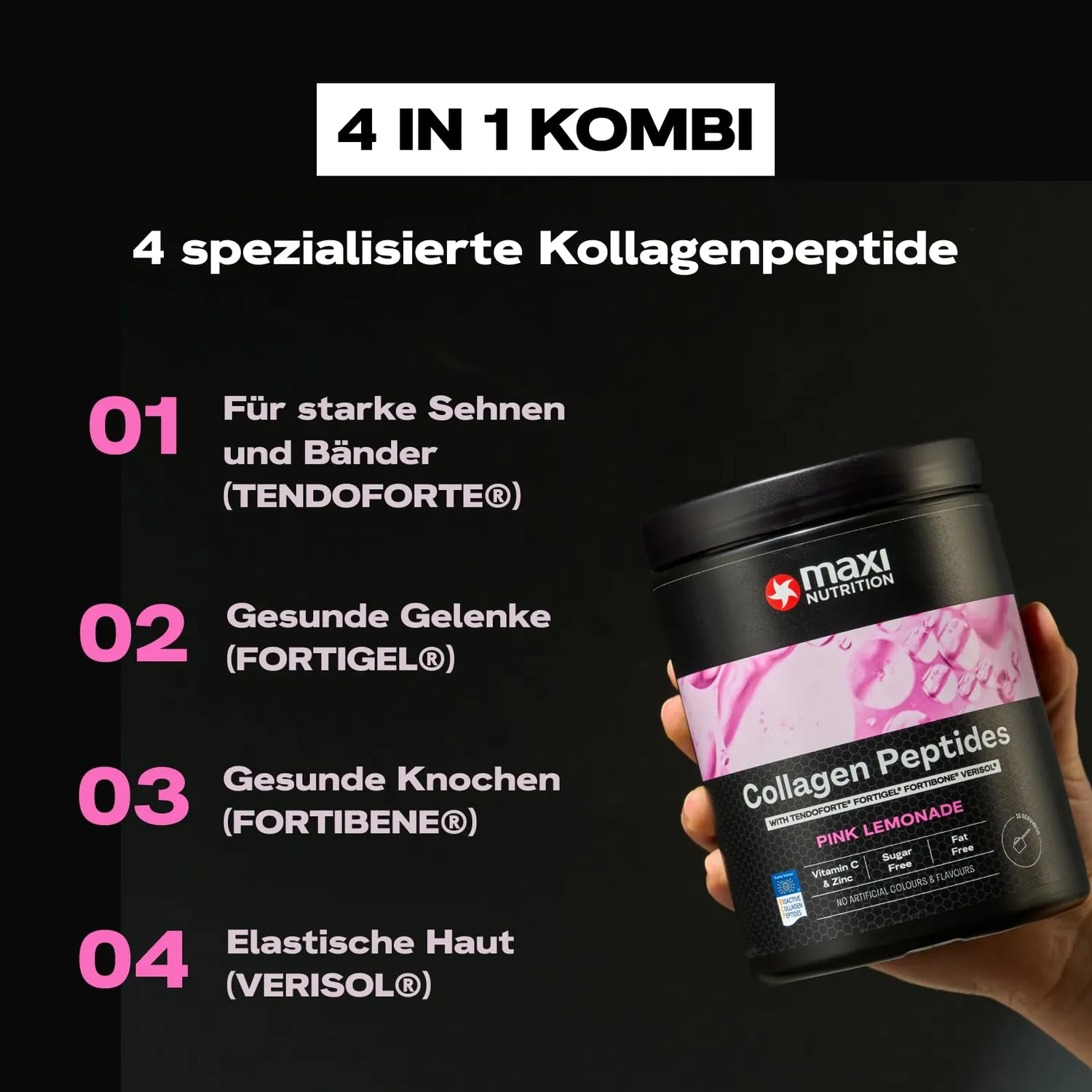 MaxiNutrition Collagen Peptides Kollagen Limonade 300g Pink