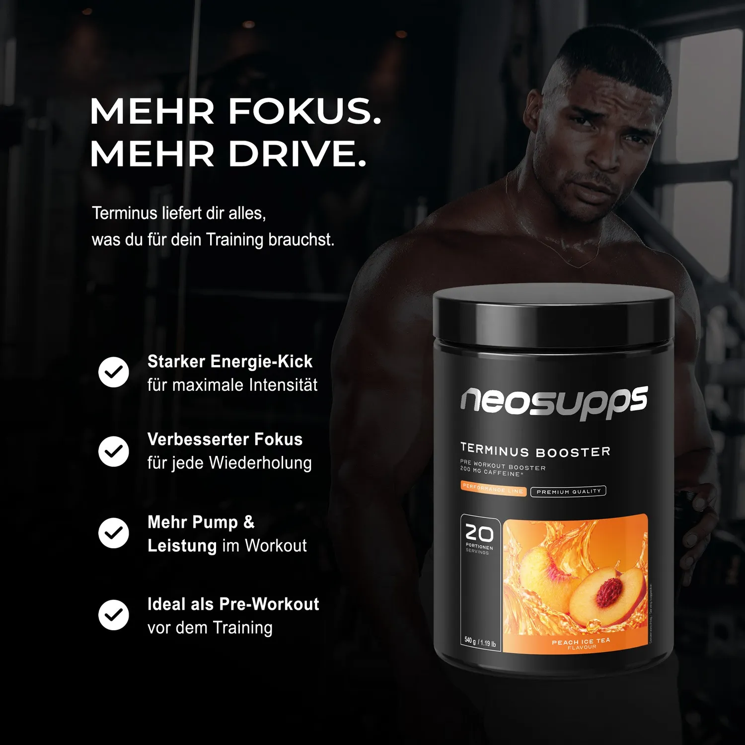 Neosupps Terminus Booster 540g Peach Ice Tea Koffein