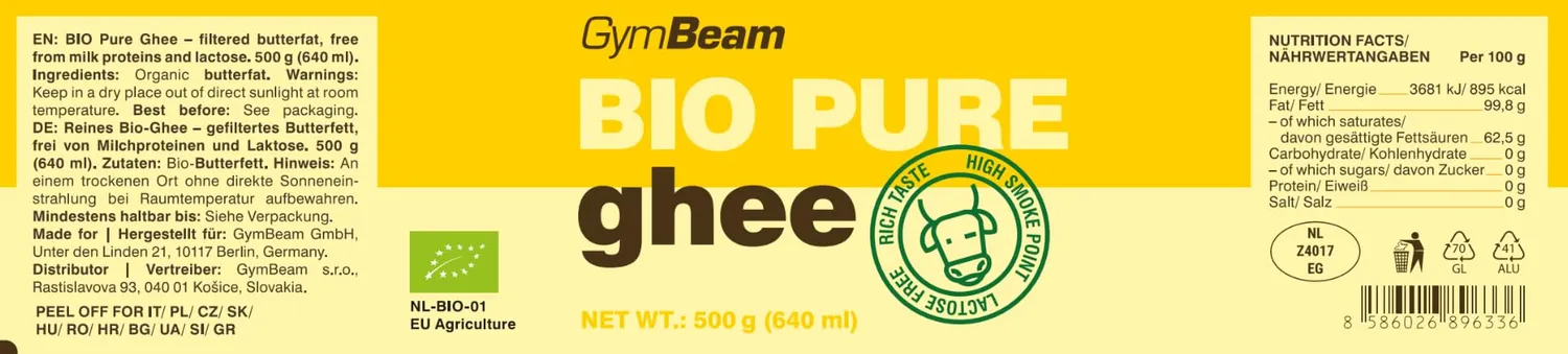 GymBeam Bio Ghee Butterschmalz 500 g laktosefrei