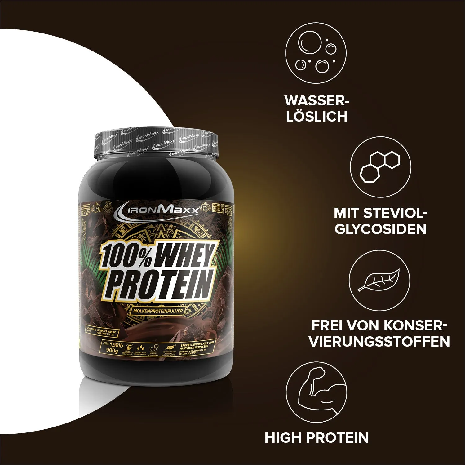 IronMaxx 100% Whey Protein Pulver 900g Dark Cocoa
