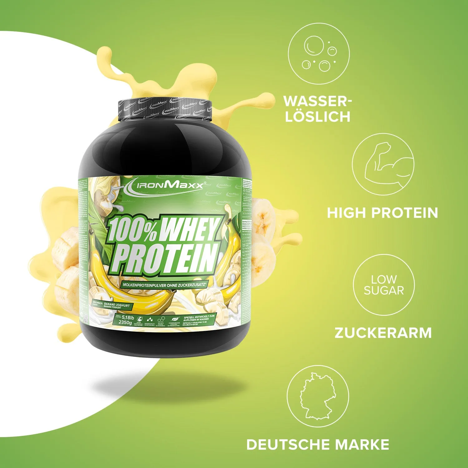 IronMaxx 100% Whey Protein 2350g Banane Yoghurt