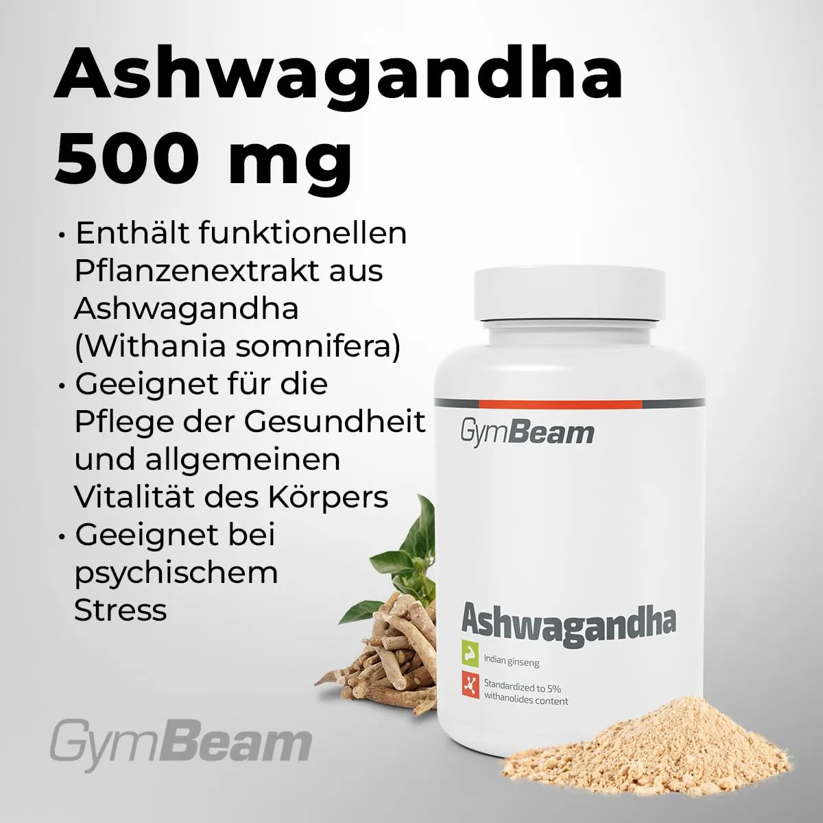 GymBeam Ashwagandha 500 mg Kapseln 90 caps hochdosiert