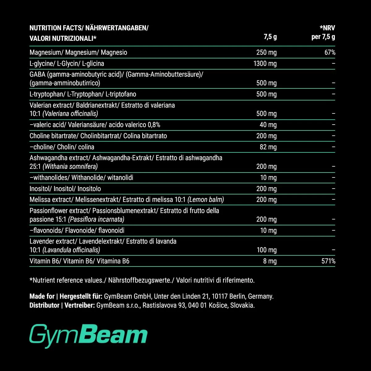 GymBeam Schlaf Entspannungspulver 225 g Mango