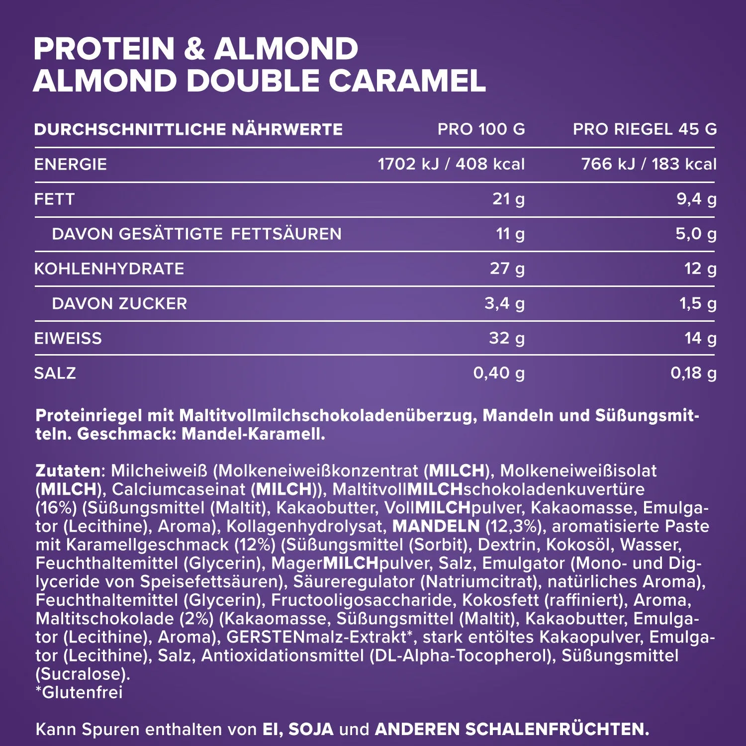 IronMaxx Protein & Almond Riegel 45g Almond Double Caramel zuckerfrei