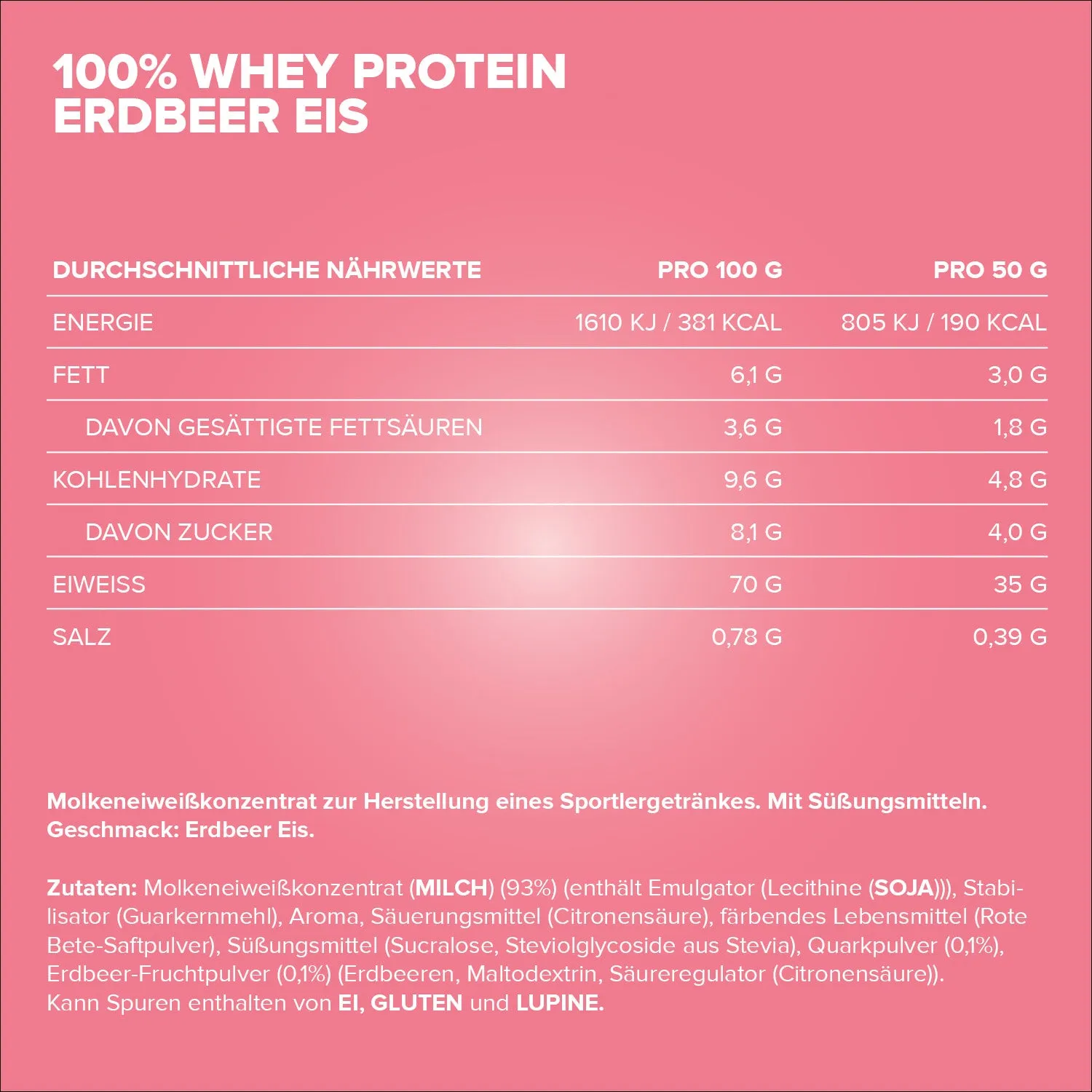 IronMaxx 100% Whey Proteinpulver Strawberry Ice Cream 900g zuckerfrei