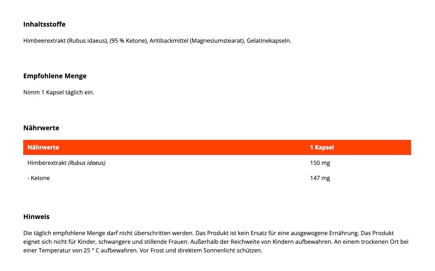 GymBeam Himbeerketone Kapseln 150 mg für die Diät