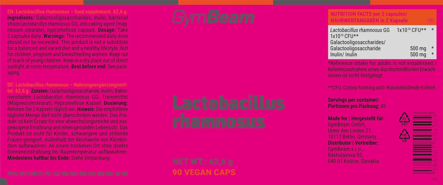 GymBeam Lactobacillus Rhamnosus GG Kapseln 90 Stück 10 Mrd KBE
