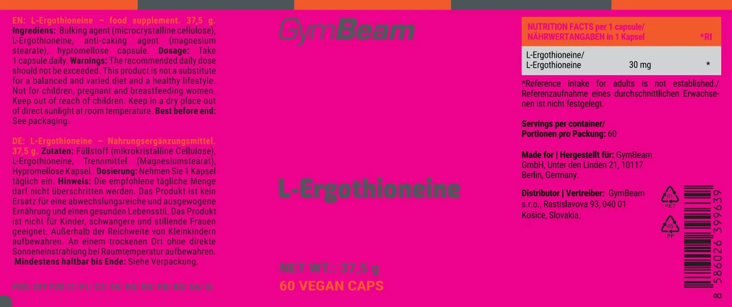 GymBeam L-Ergothionein Kapseln 60 Stk. vegan Longevity