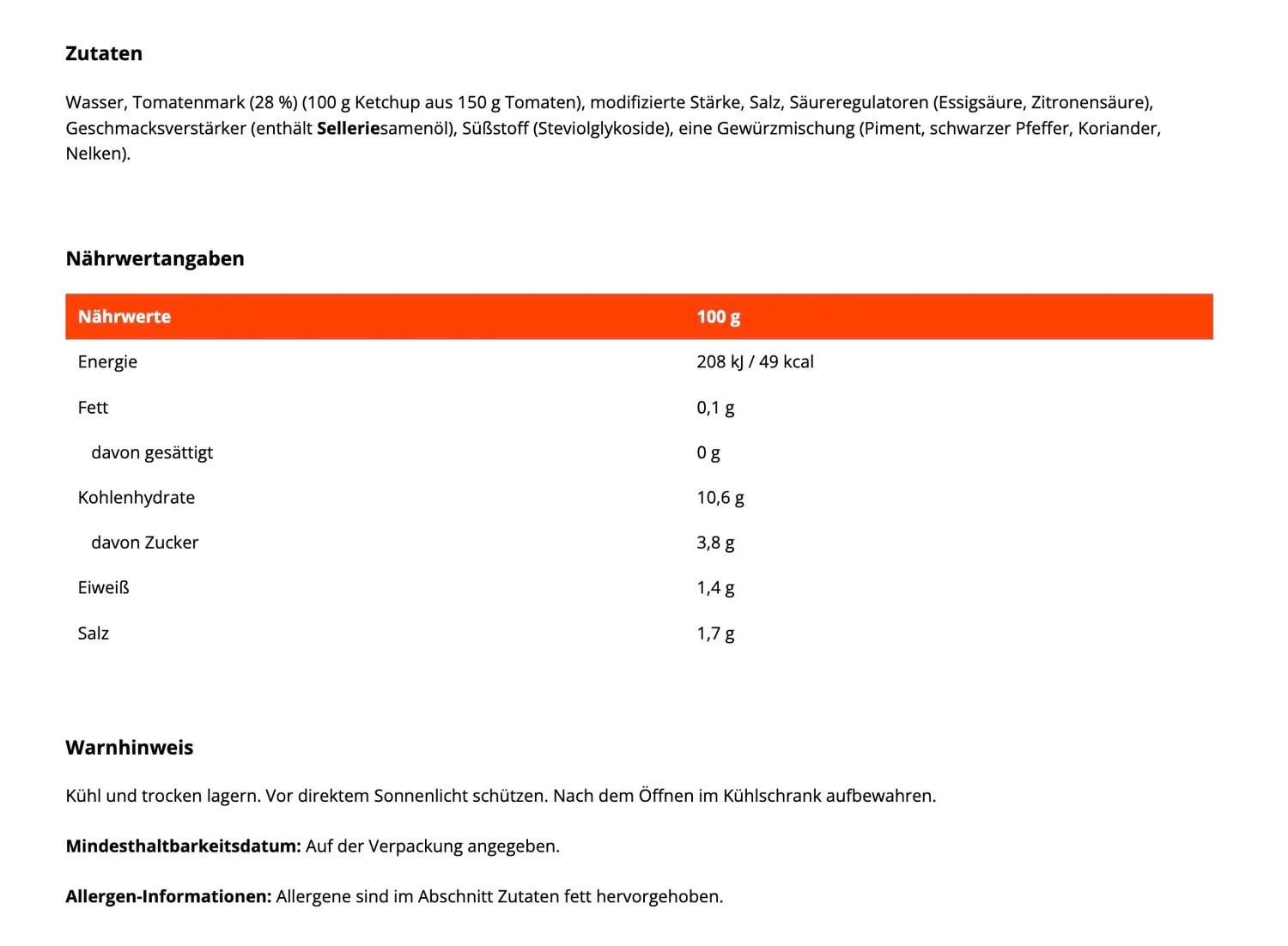 GymBeam Ketchup mit Stevia 470 g kalorienarm zuckerarm