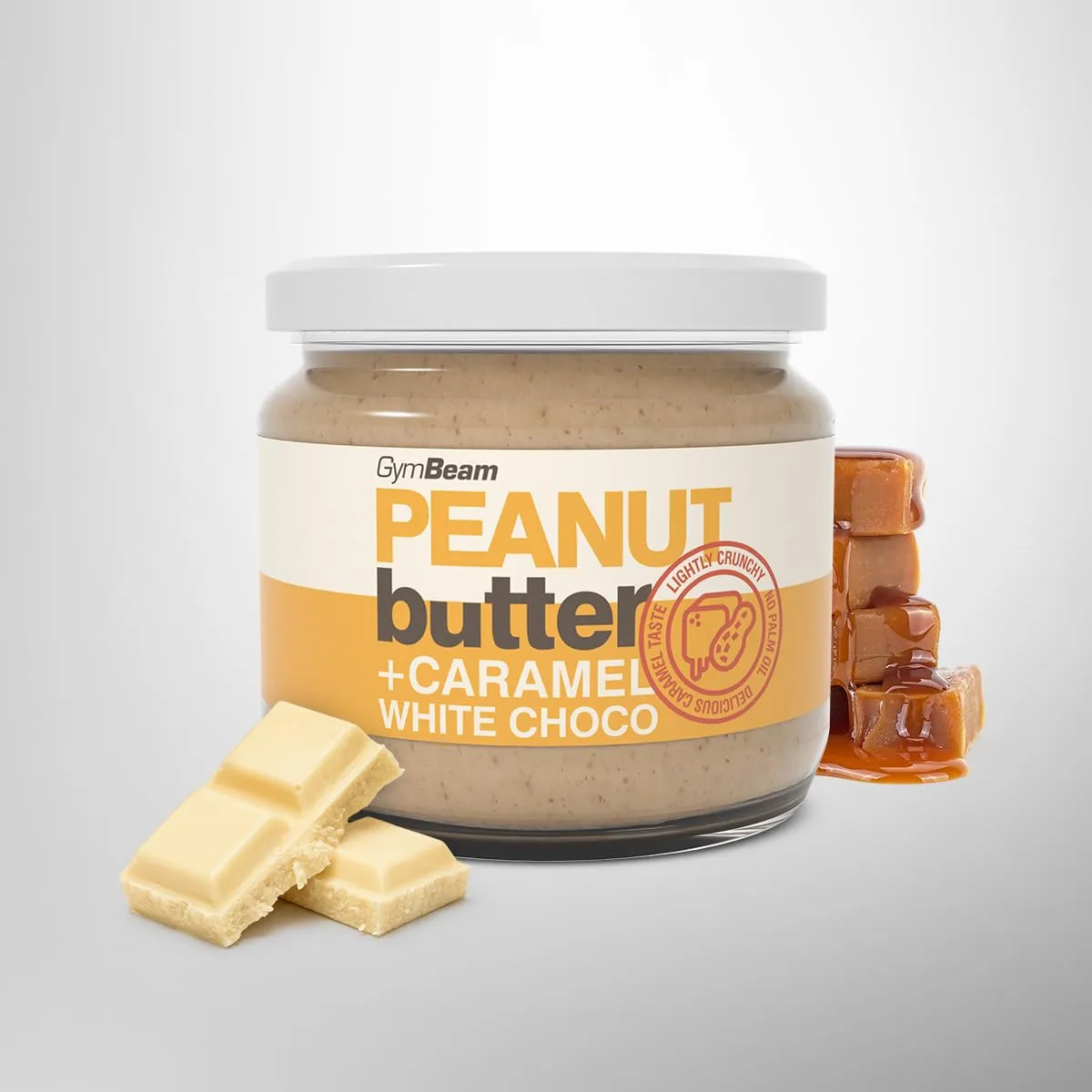 GymBeam Erdnussbutter Karamell weiße Schoko 340 g Protein