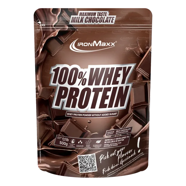 IronMaxx 100% Whey Proteinpulver Milchschokolade 500g zuckerfrei