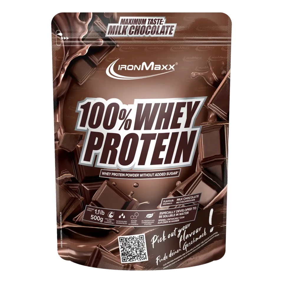 IronMaxx 100% Whey Proteinpulver Milchschokolade 500g zuckerfrei