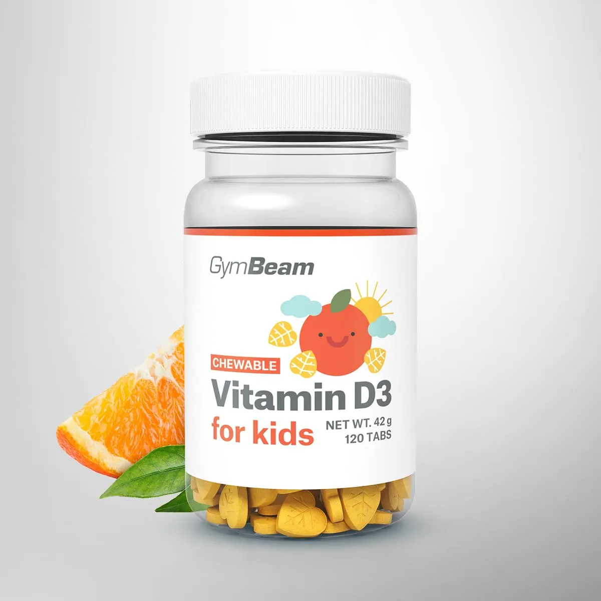GymBeam Vitamin D3 Kinder Kautabletten 120 Tabs Orange