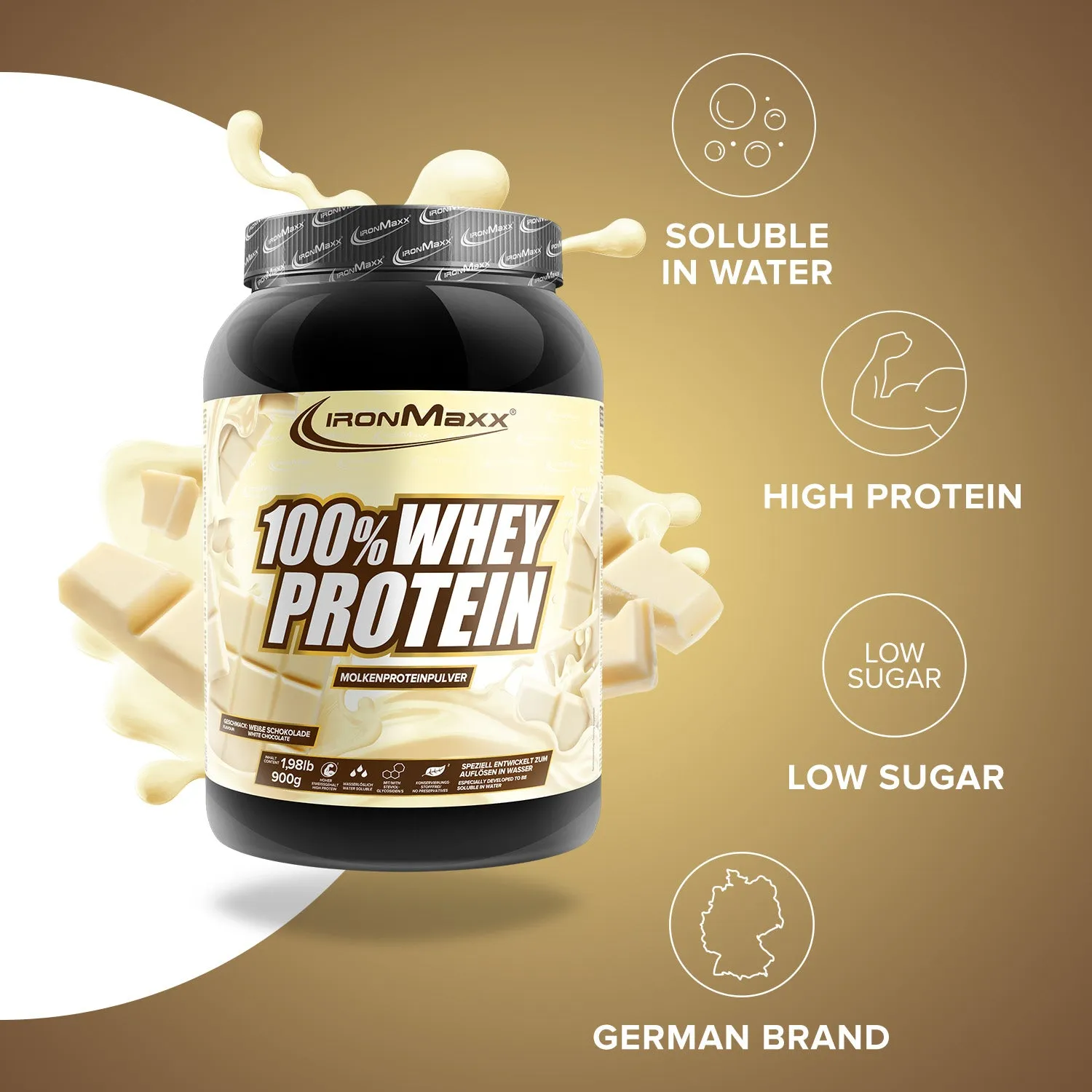 IronMaxx 100% Whey Protein 900g Weiße Schokolade