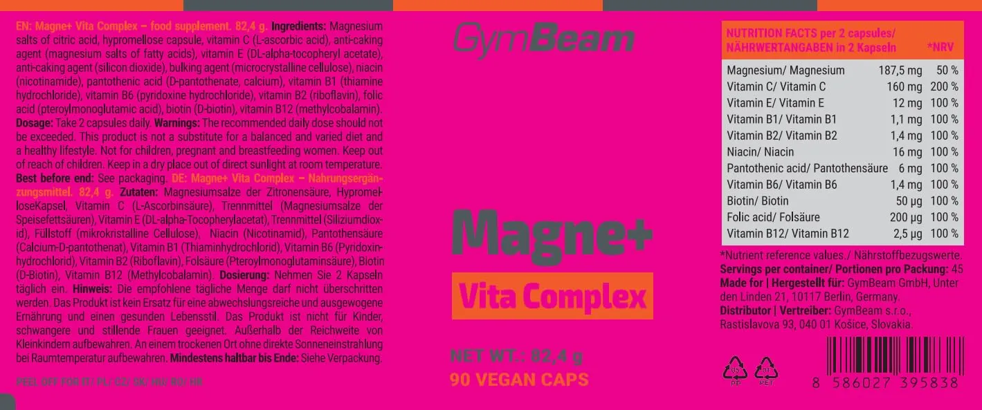 GymBeam Multivitamin Magnesium Kapseln 90 Stück hochdosiert
