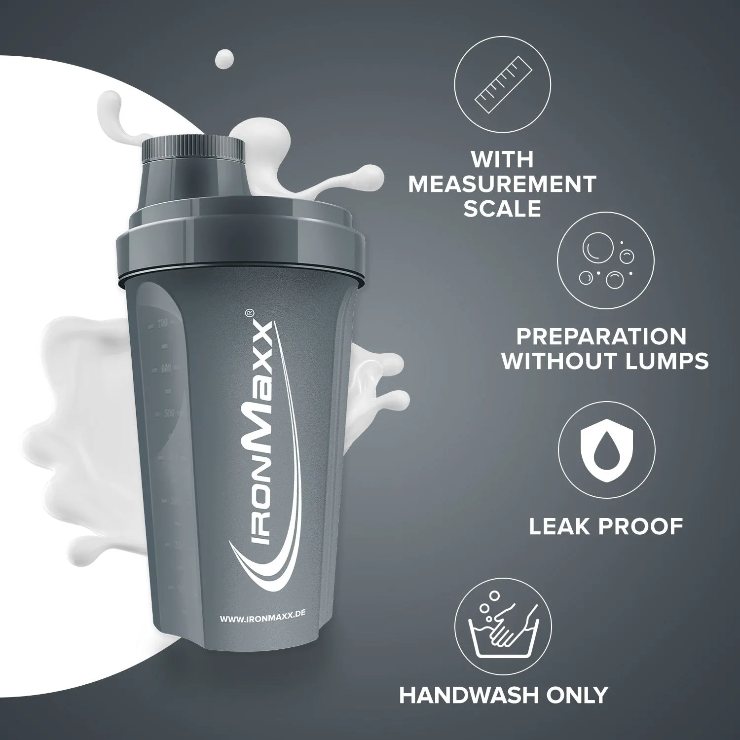 IronMaxx Shaker 700ml Anthrazit Matt BPA-frei