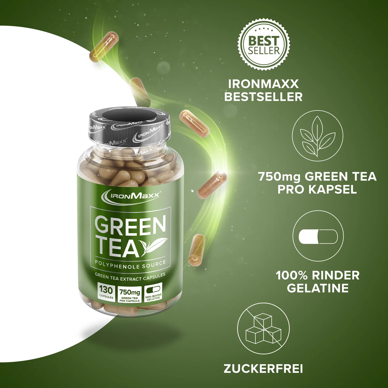 IronMaxx Green Tea Kapseln 130 Stück hochdosiert